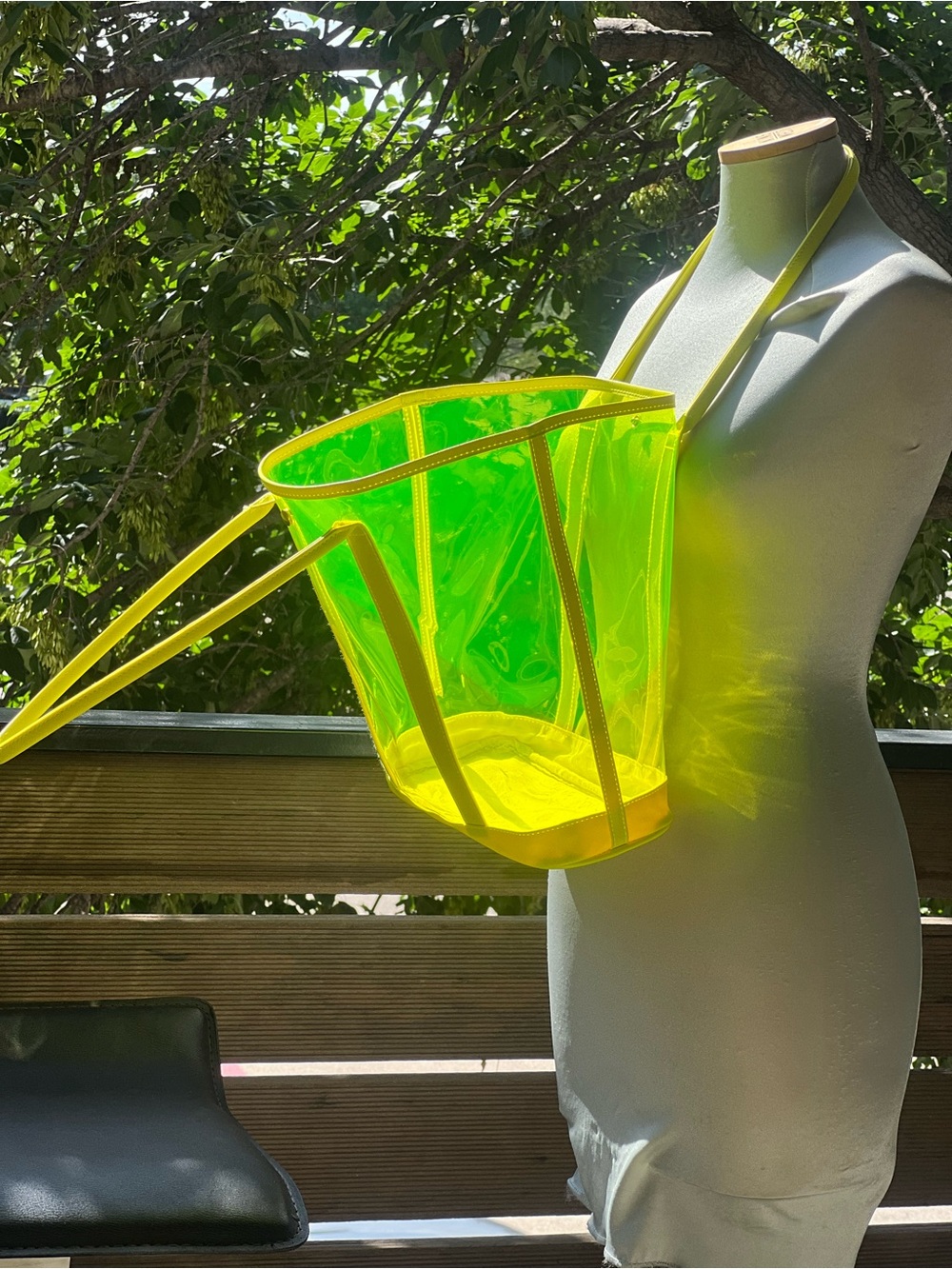 Neon Yellow Transparent Tote Bag